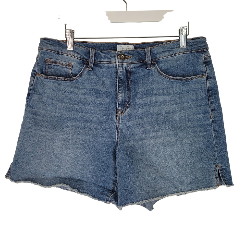 Jessica Simpson Denim Shorts High Rise Cut Off Frayed Hem Blue Size 10